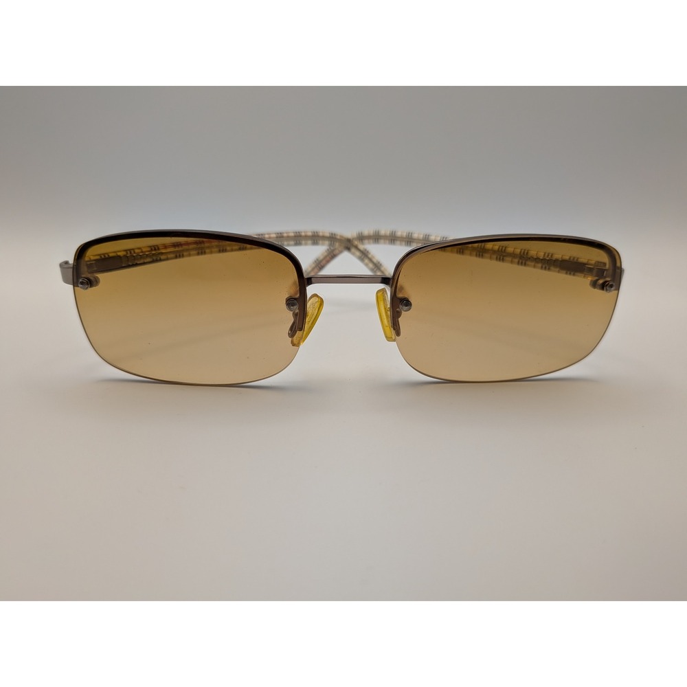 Burberry Rimless Rectangular Sunglasses Amber Gradient Nova Check B8952/S 54-17